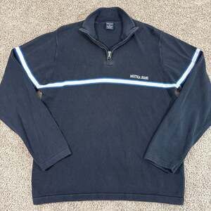 Vintage Nautica Jeans Company Quarter Zip Sweater Mens XL Stripe Y2K EUC